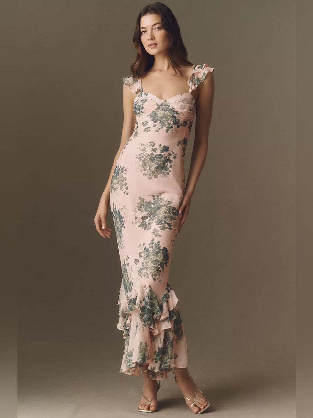 BHLDN Anthropologie Floral Ruffle Maxi Dress Size M $328
